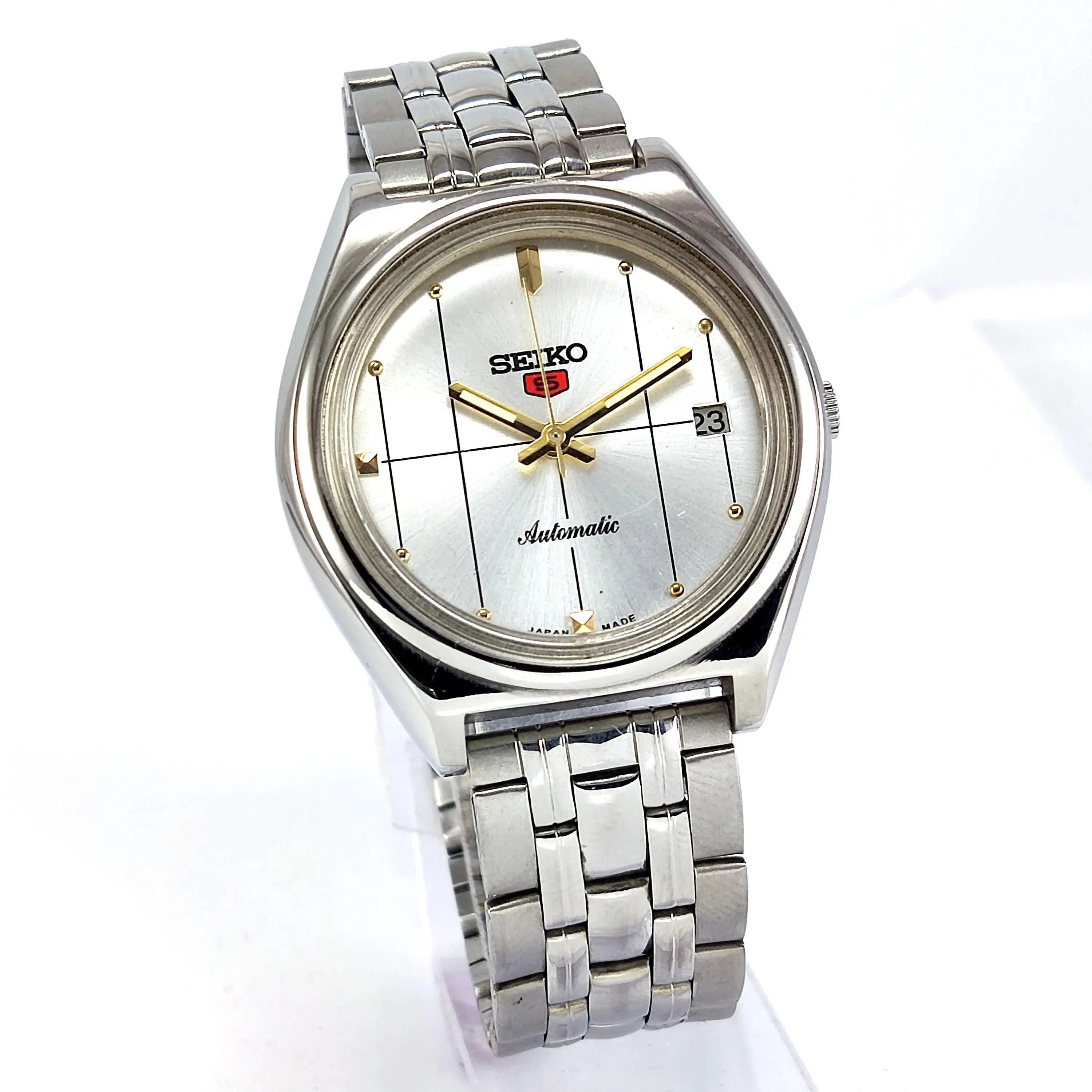 Seiko 5 Automatic-7025A Silver Dial 17 Jewels Day Date Men's Mechanical Watch