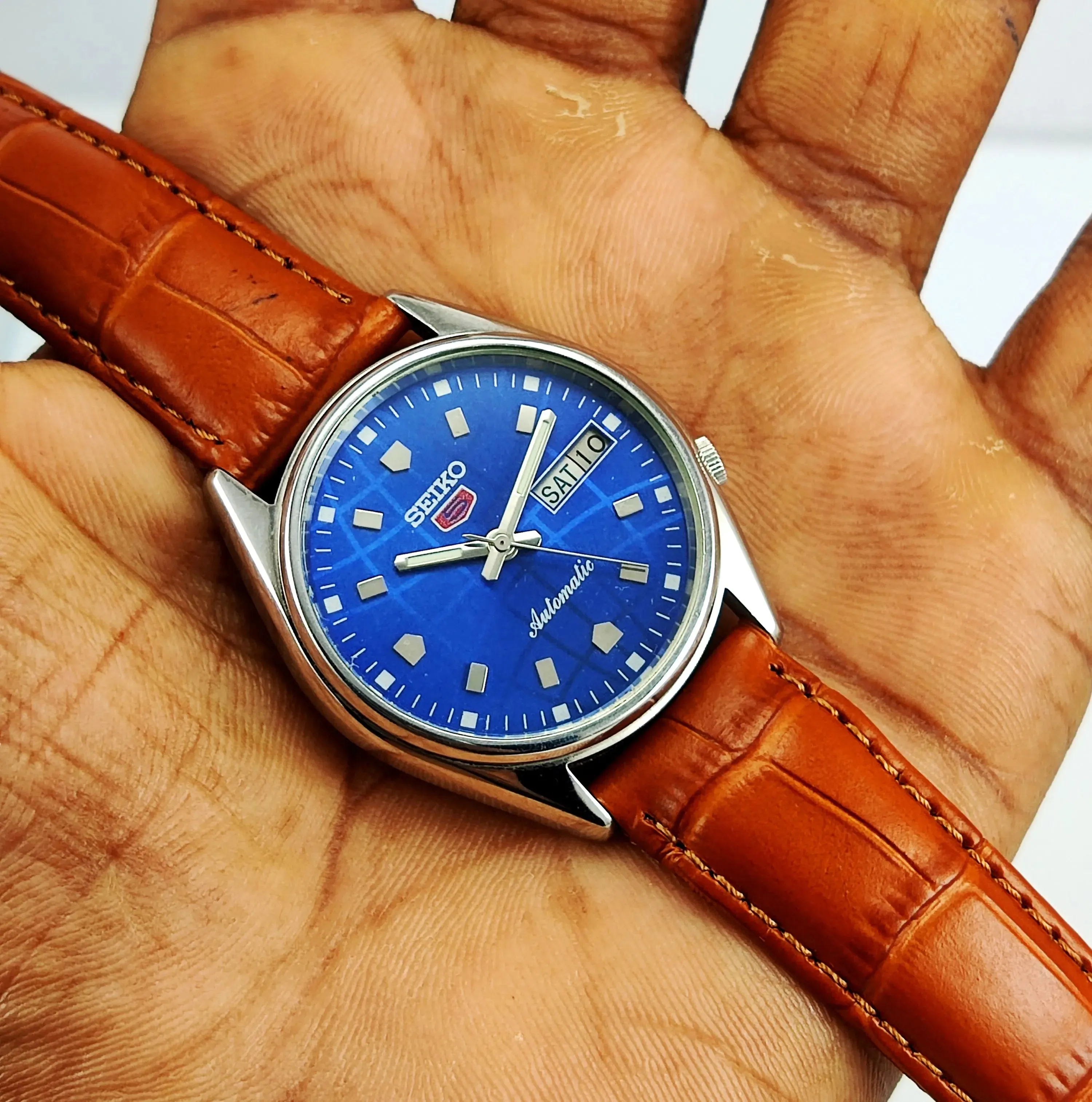 Seiko 5 Navy Blue Dial 17 Jewels Men's Automatic Wrist Watch 7009A