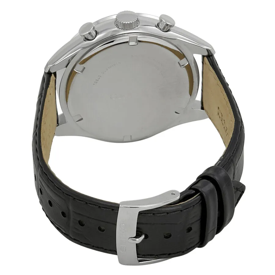 Seiko Chronograph Silver Dial Black Leather Men's Watch SSB227P1