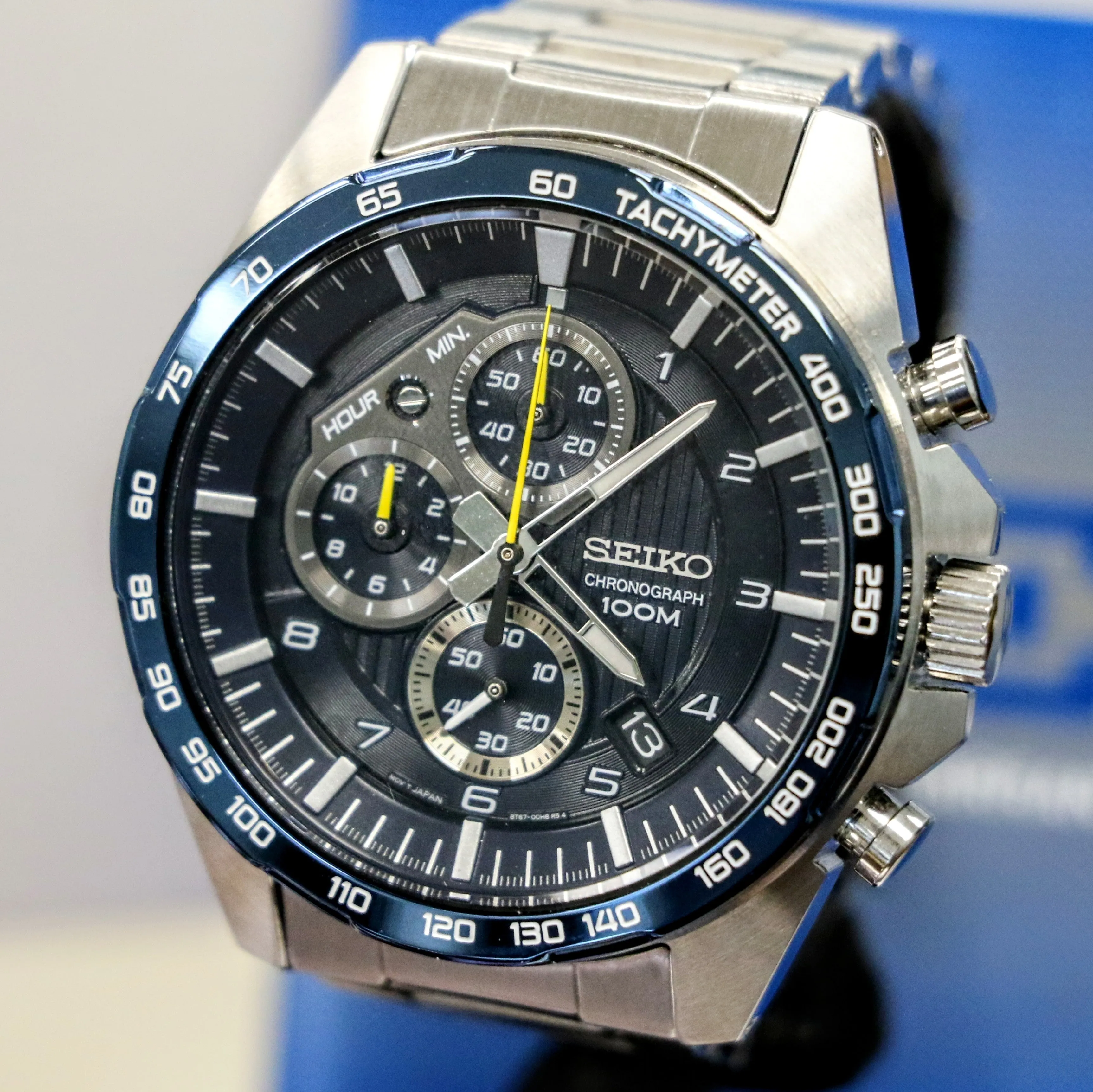 SEIKO Chronograph Watch 100M Ref. SSB321 Date Indicator 8T67-00H0 - Original Seiko Bracelet Box & Papers!