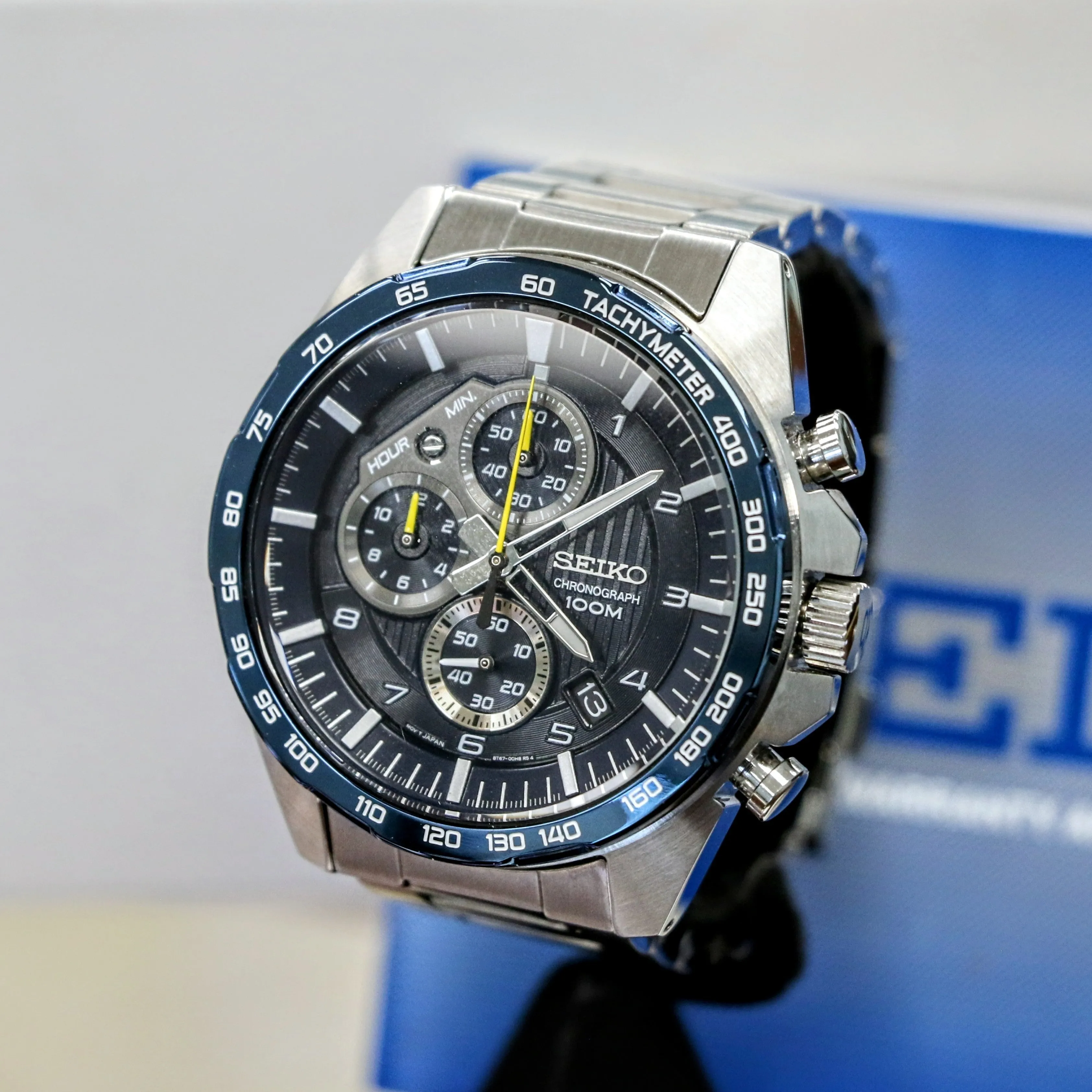 SEIKO Chronograph Watch 100M Ref. SSB321 Date Indicator 8T67-00H0 - Original Seiko Bracelet Box & Papers!