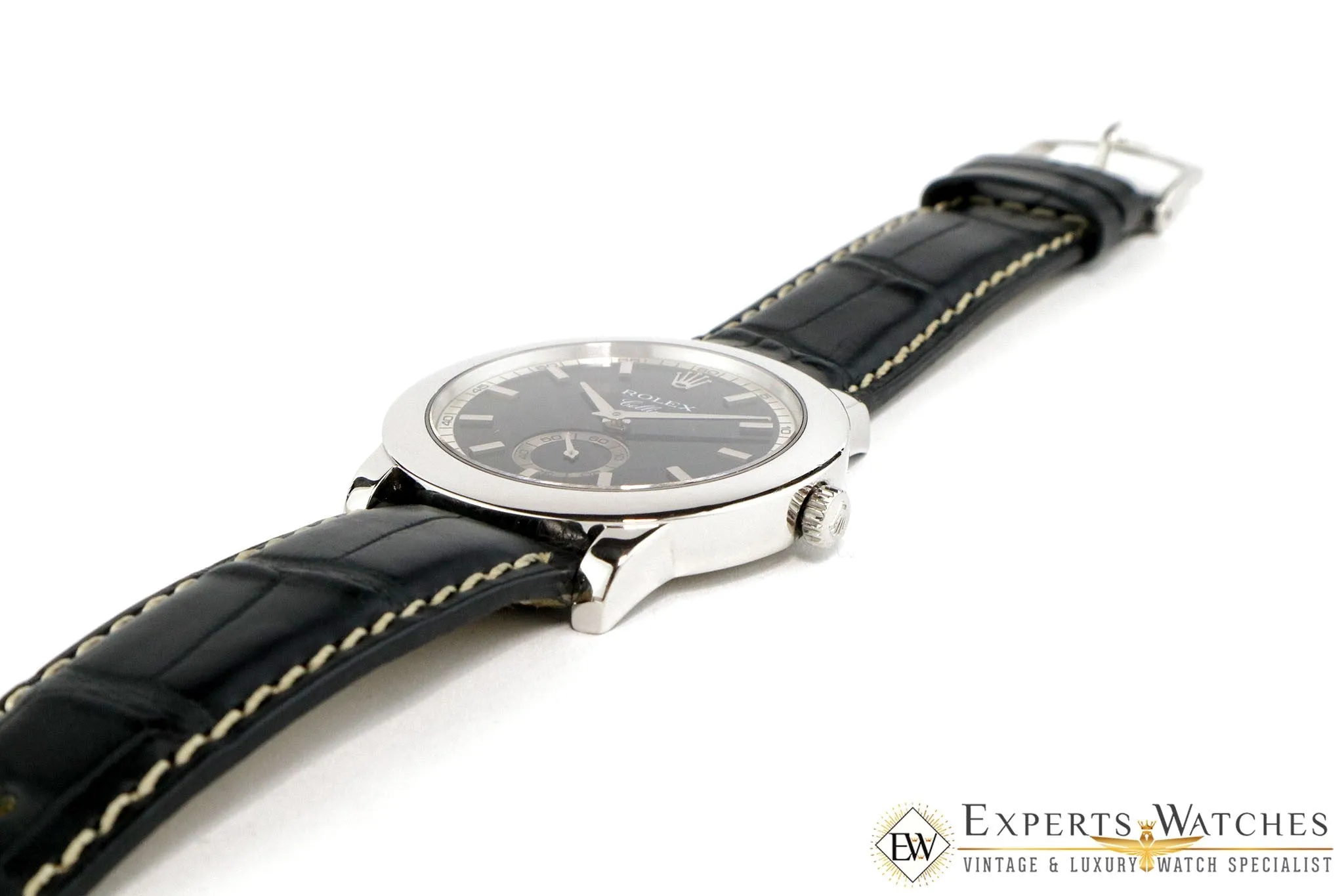 Serviced Rolex 5241 Cellinium Platinum Black Dial 38 mm Watch Box Cellini 5241/6