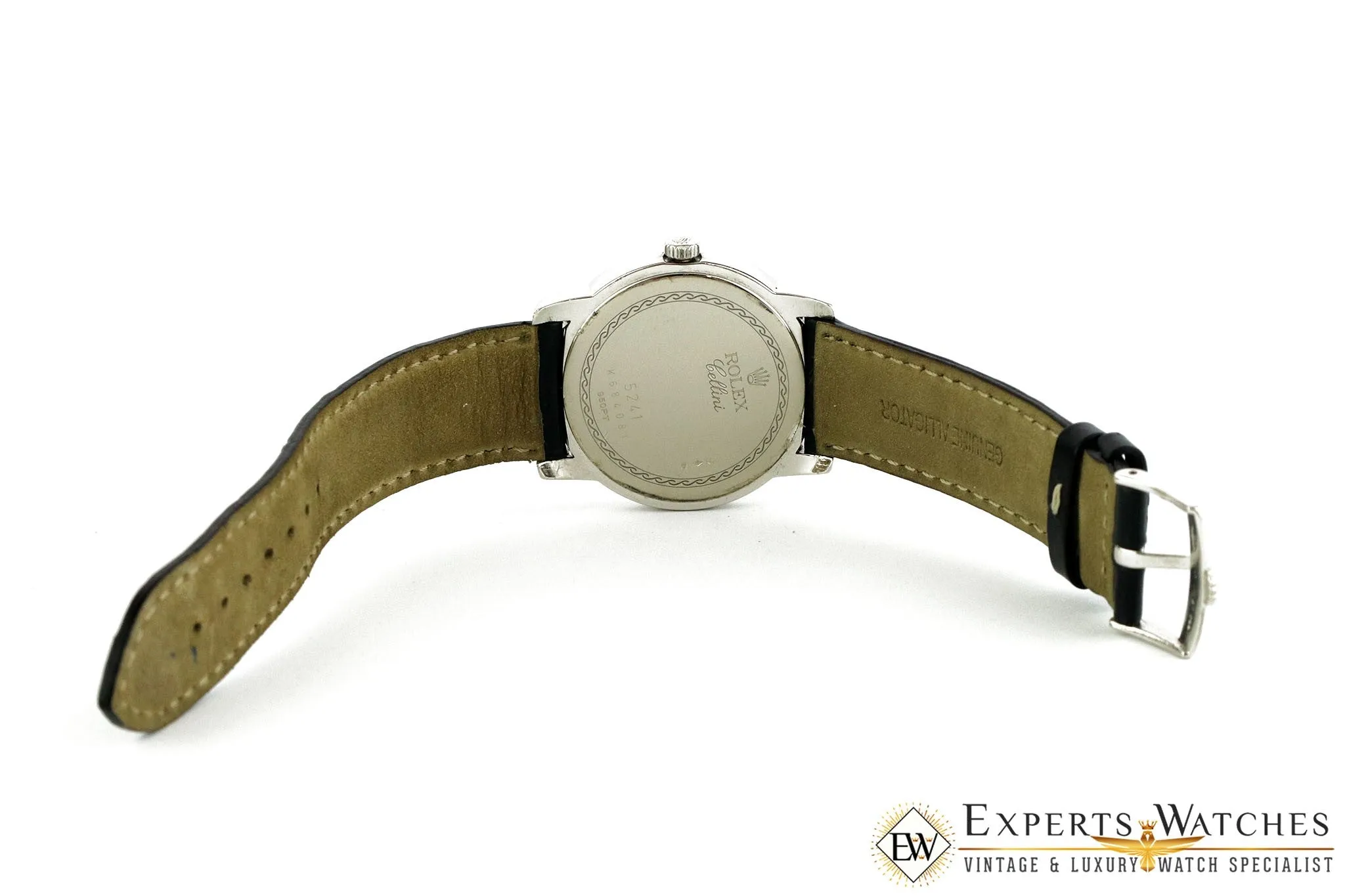 Serviced Rolex 5241 Cellinium Platinum Black Dial 38 mm Watch Box Cellini 5241/6