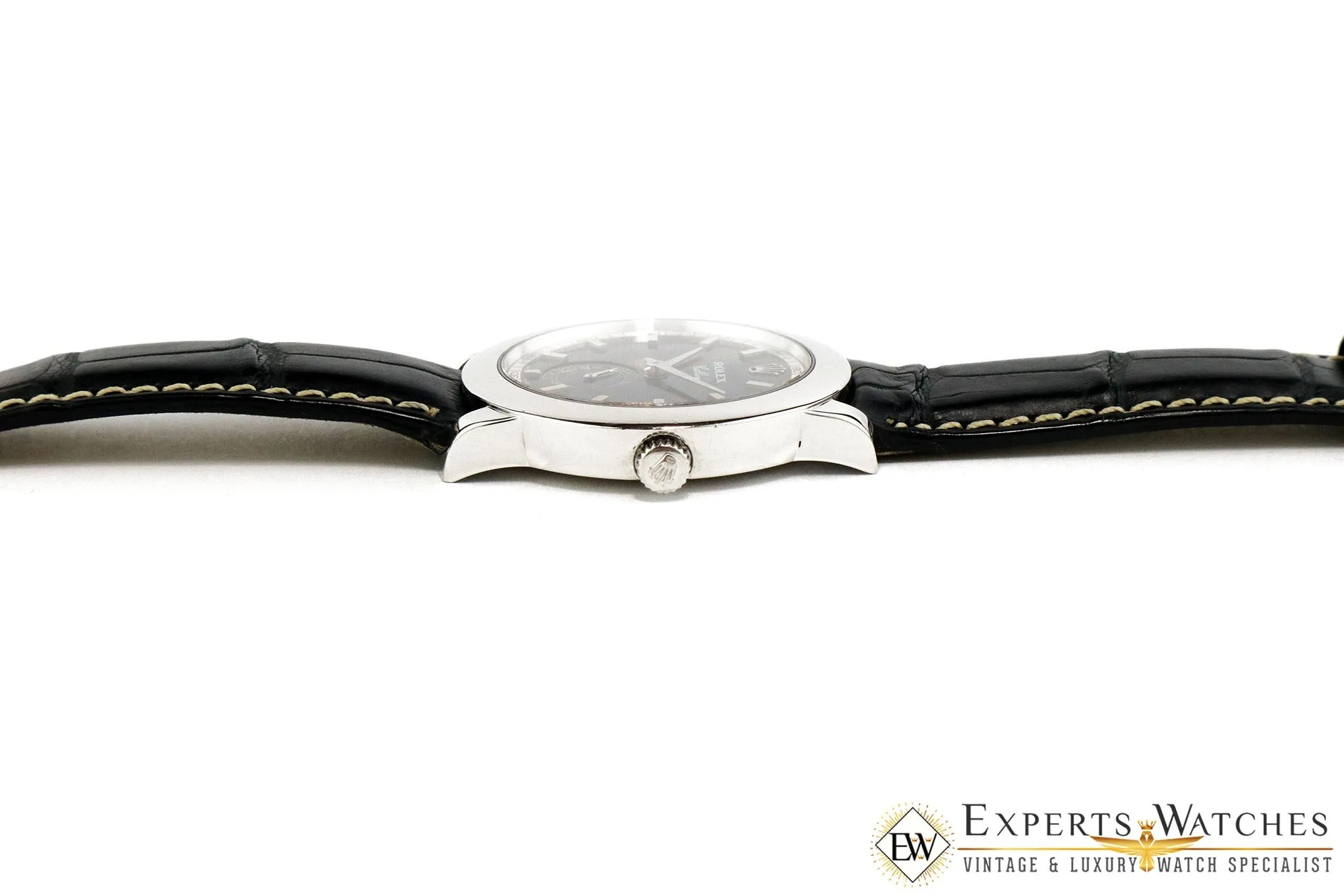Serviced Rolex 5241 Cellinium Platinum Black Dial 38 mm Watch Box Cellini 5241/6