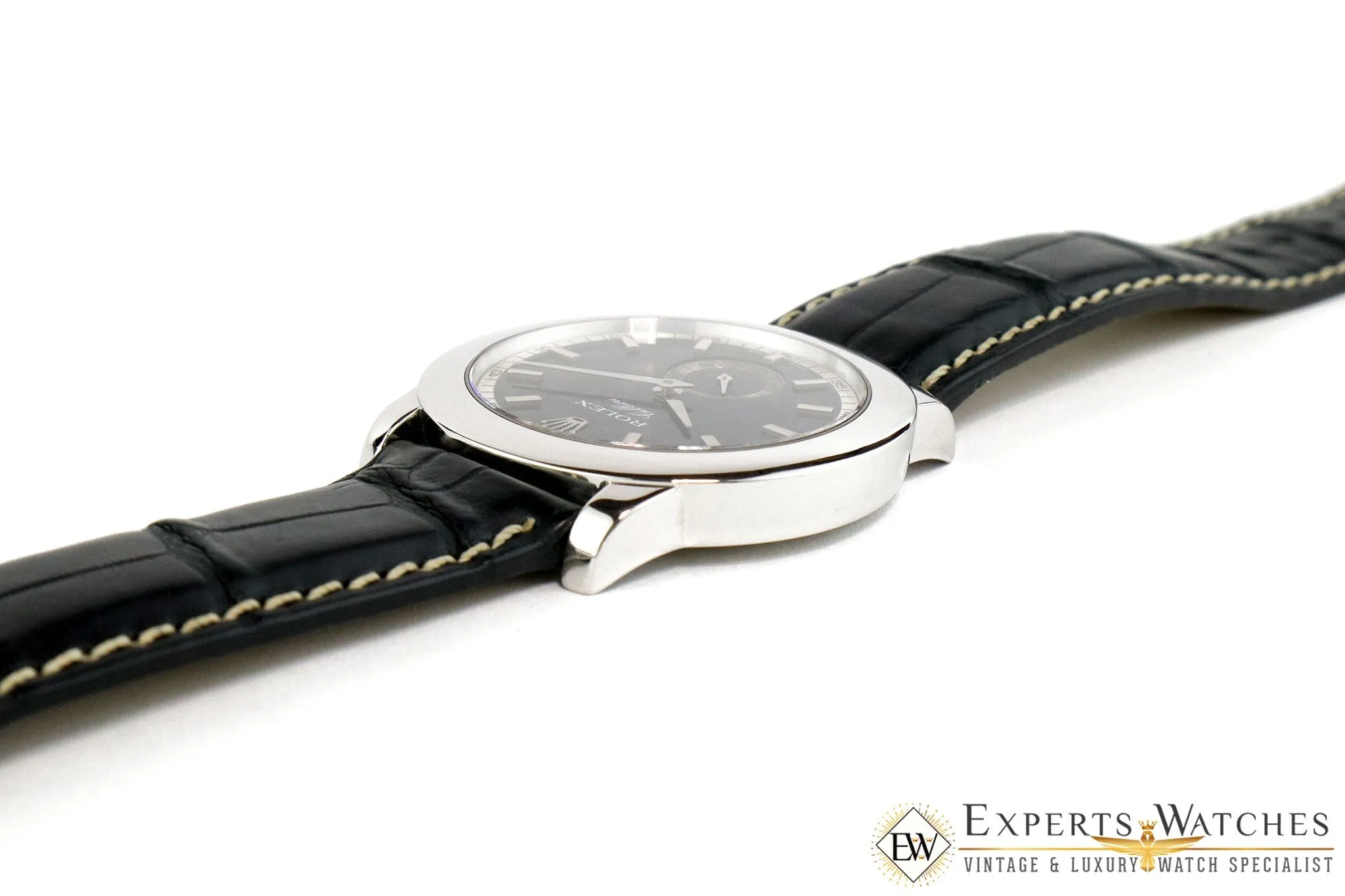 Serviced Rolex 5241 Cellinium Platinum Black Dial 38 mm Watch Box Cellini 5241/6