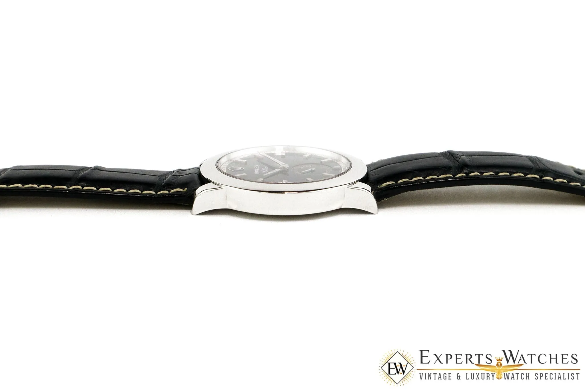 Serviced Rolex 5241 Cellinium Platinum Black Dial 38 mm Watch Box Cellini 5241/6