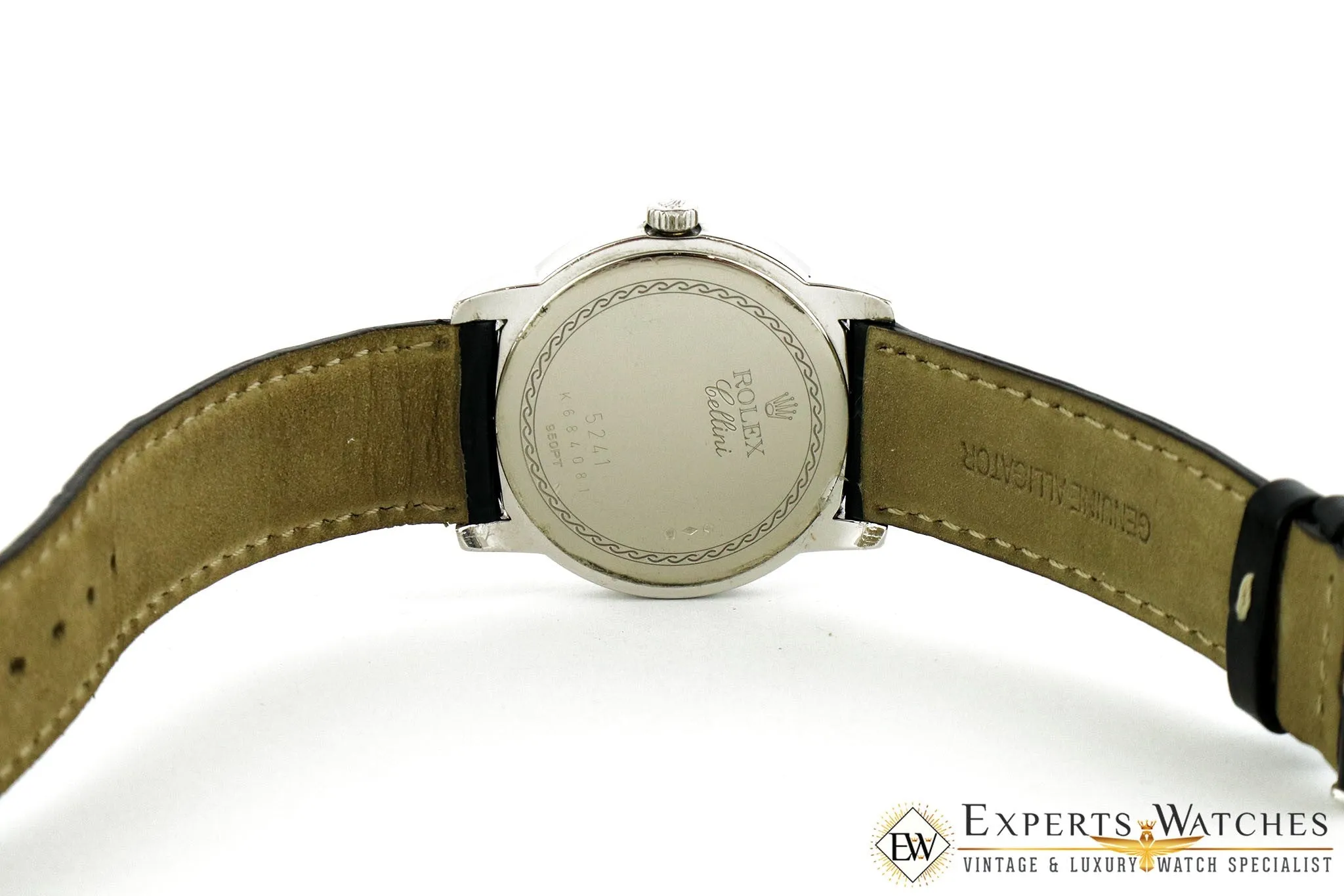 Serviced Rolex 5241 Cellinium Platinum Black Dial 38 mm Watch Box Cellini 5241/6