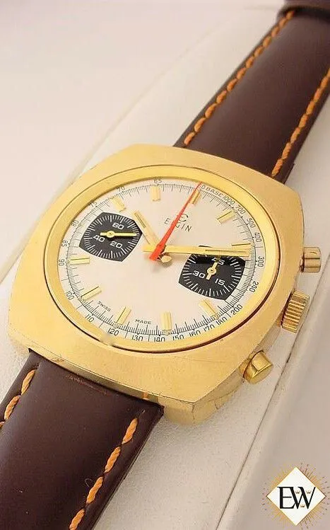 Serviced Vintage 1960's ELGIN Chronograph Valjoux 7733 Gold Plate Panda Watch