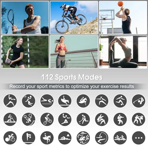 Smart Watch (Answer/Make Calls), 1.85" Smartwatch for Men Women IP68 Waterproof, 100  Sport Modes, Fitness Activity Tracker Heart Rate Sleep Monitor Pedometer Calories, Smart Watches for Android iOS
