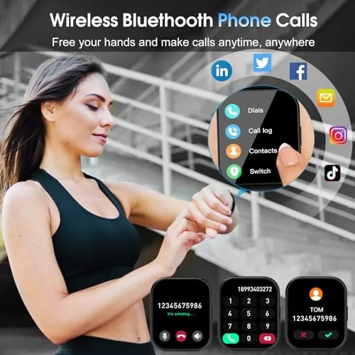 Smart Watch (Answer/Make Calls), 1.85" Smartwatch for Men Women IP68 Waterproof, 100  Sport Modes, Fitness Activity Tracker Heart Rate Sleep Monitor Pedometer Calories, Smart Watches for Android iOS