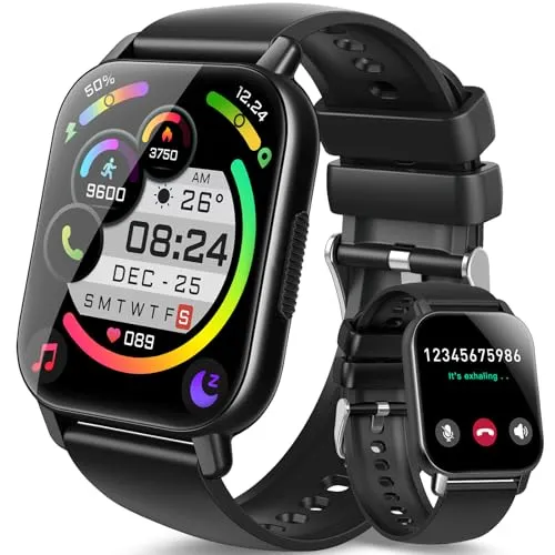 Smart Watch (Answer/Make Calls), 1.85" Smartwatch for Men Women IP68 Waterproof, 100  Sport Modes, Fitness Activity Tracker Heart Rate Sleep Monitor Pedometer Calories, Smart Watches for Android iOS