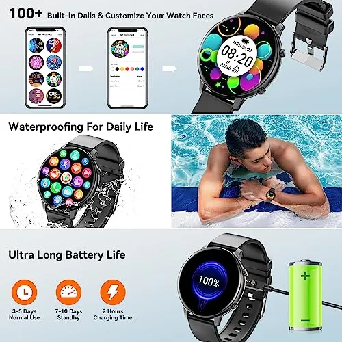 Smart Watch, Bluetooth Call Smartwatch for Men and Women,Monitoring Heart Rate/Sleep/Blood Oxygen/Pedometer,1.39-inch Fitness Tracker with Multiple Sports Modes,Smartwatches fit for IOS and Android