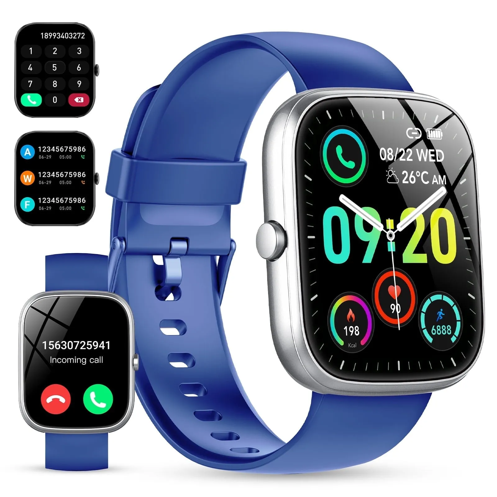 Smart Watch for Android and iPhone, IP68 Waterproof Smartwatch for Women Men 100  Sports Modes 1.91-inch Fitness Tracker, Smart Watch with Bluetooth Call(Answer/Make Calls), for Gift Black