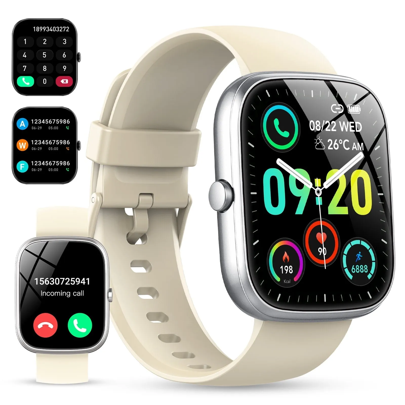 Smart Watch for Android and iPhone, IP68 Waterproof Smartwatch for Women Men 100  Sports Modes 1.91-inch Fitness Tracker, Smart Watch with Bluetooth Call(Answer/Make Calls), for Gift Black