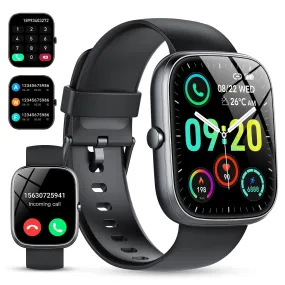 Smart Watch for Android and iPhone, IP68 Waterproof Smartwatch for Women Men 100  Sports Modes 1.91-inch Fitness Tracker, Smart Watch with Bluetooth Call(Answer/Make Calls), for Gift Black