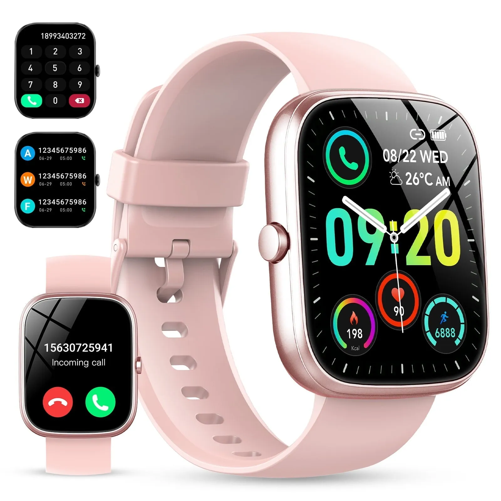 Smart Watch for Android and iPhone, IP68 Waterproof Smartwatch for Women Men 100  Sports Modes 1.91-inch Fitness Tracker, Smart Watch with Bluetooth Call(Answer/Make Calls), for Gift Black