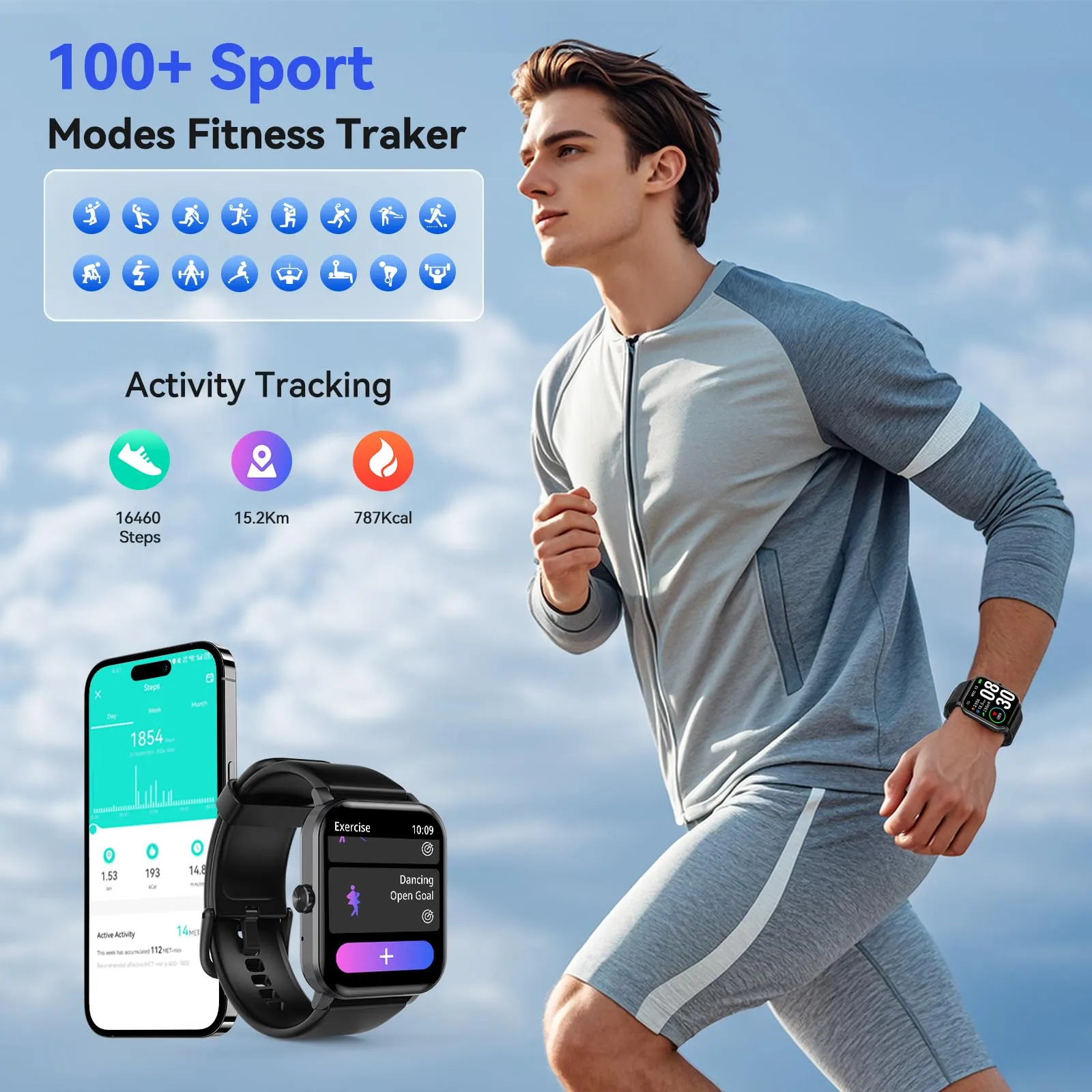 Smart Watch with Call, Fitness Tracker, IP68 Waterproof
