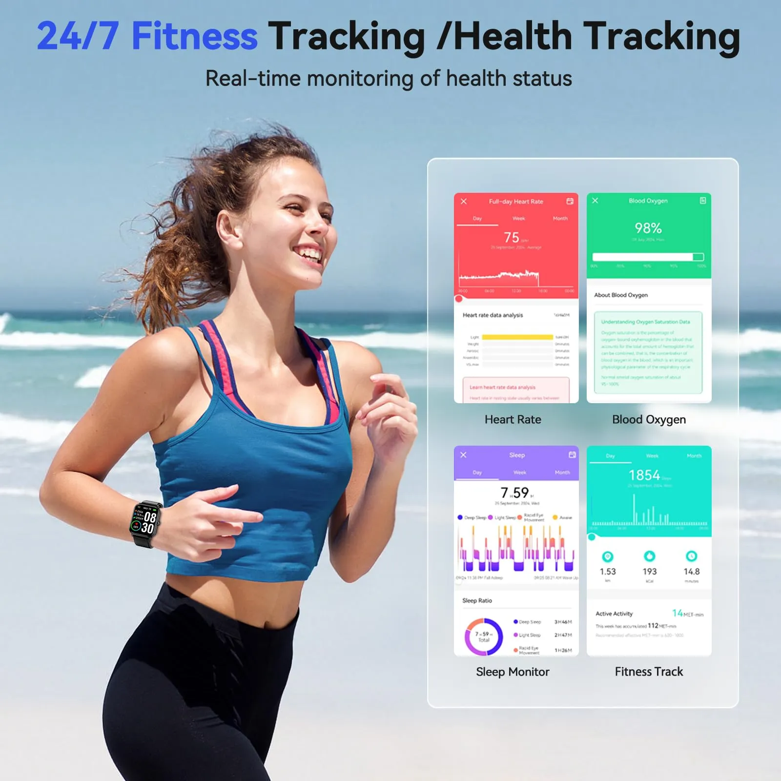 Smart Watch with Call, Fitness Tracker, IP68 Waterproof