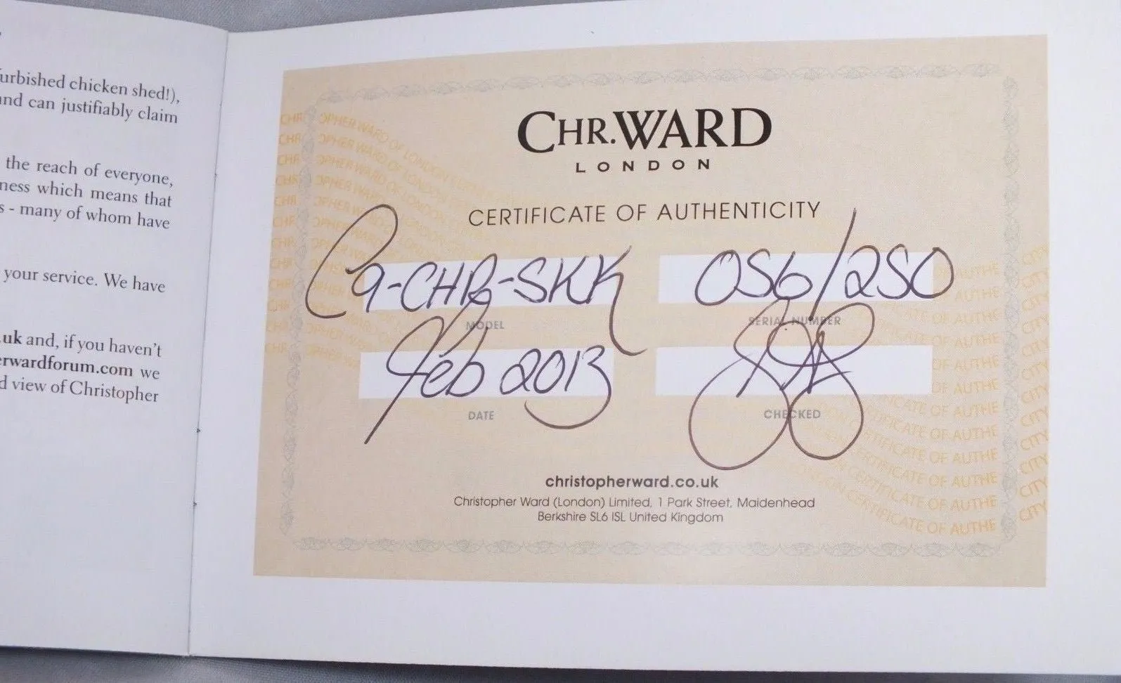 Sold!!! Christopher Ward C9 Chronograph Automatic Mens Watch Limited Edition ETA 7750
