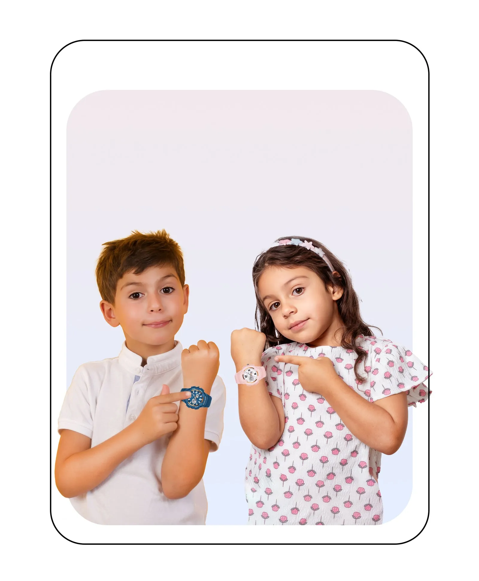 Spiky Round Sports Dual Time Kids Watches Combo - Pink & Blue