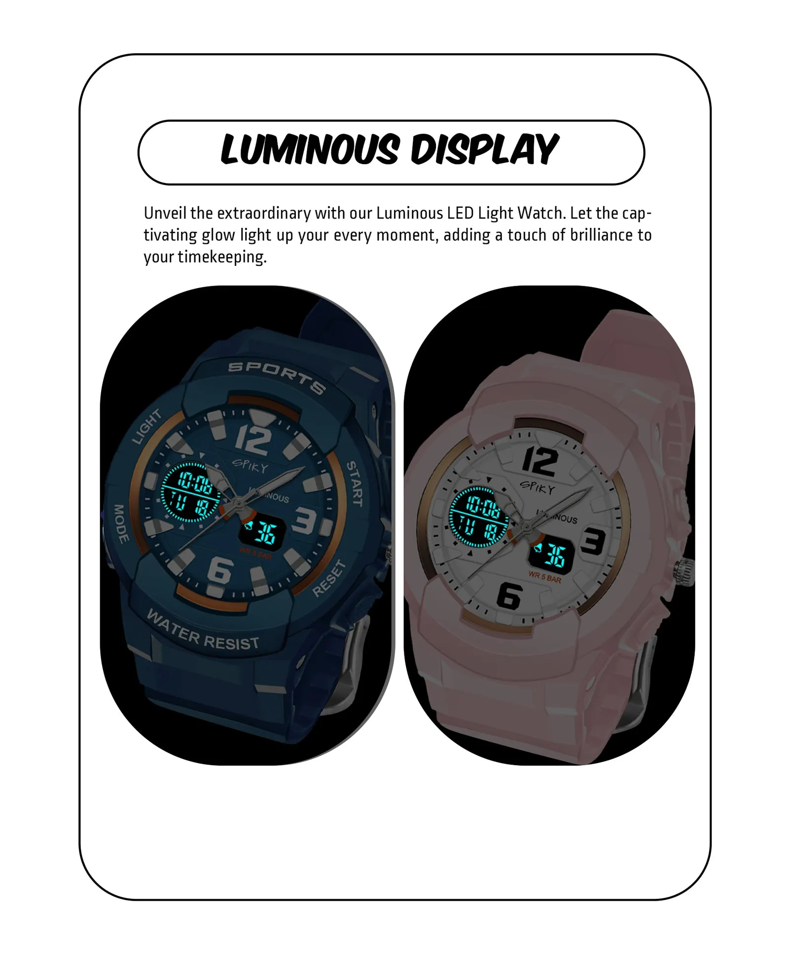 Spiky Round Sports Dual Time Kids Watches Combo - Pink & Blue