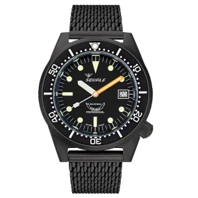Squale 1521 Black PVD Swiss Made Diver's Watch - Mesh Bracelet Squale 1521 Black PVD Swiss Made Diver's Watch - Mesh Bracelet