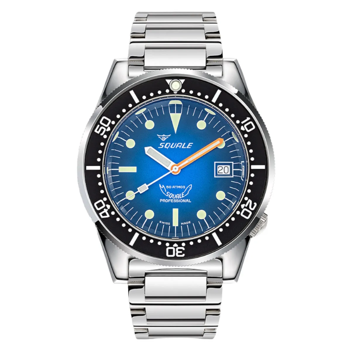 Squale 1521 Polished Steel Case - Blue Fume Dial on Bracelet