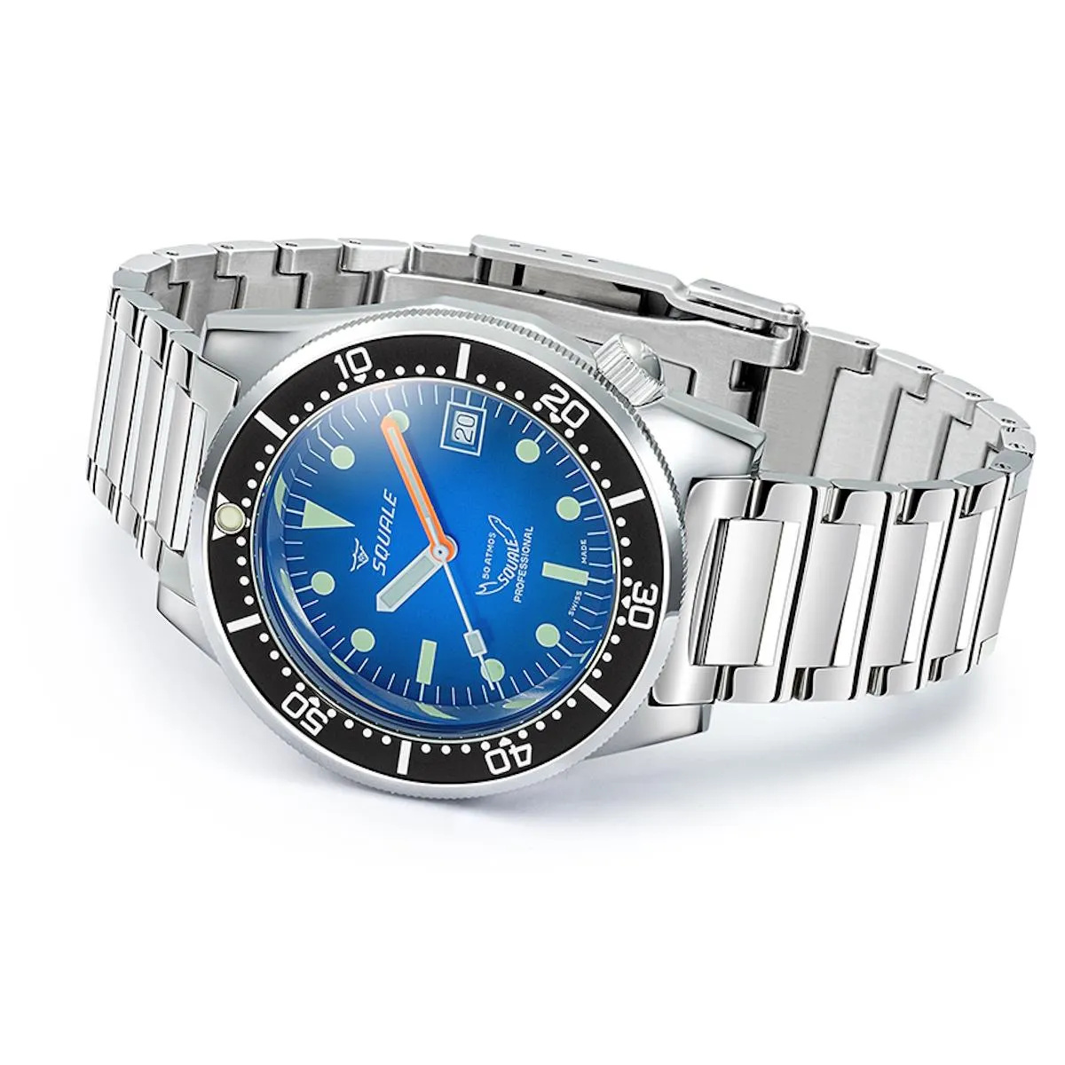 Squale 1521 Polished Steel Case - Blue Fume Dial on Bracelet
