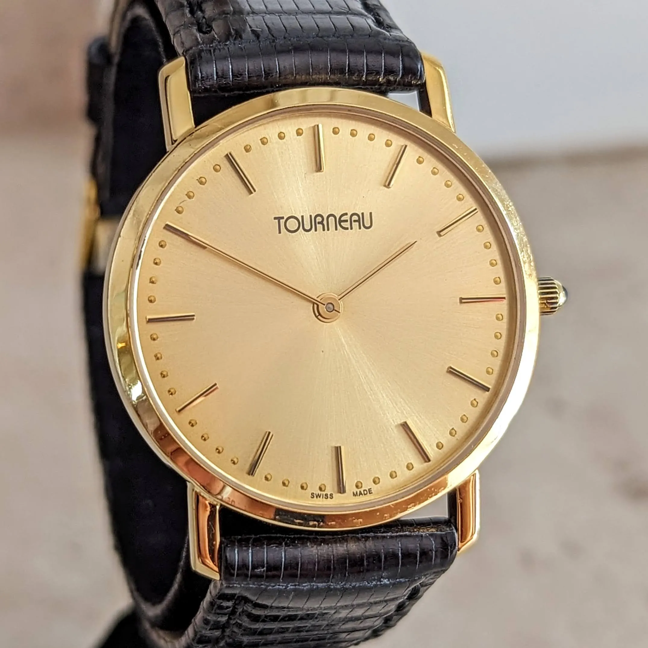 TOURNEAU Wristwatch 18K GOLD Swiss Made Cal. ETA 255.411 6J Quartz Watch 33mm