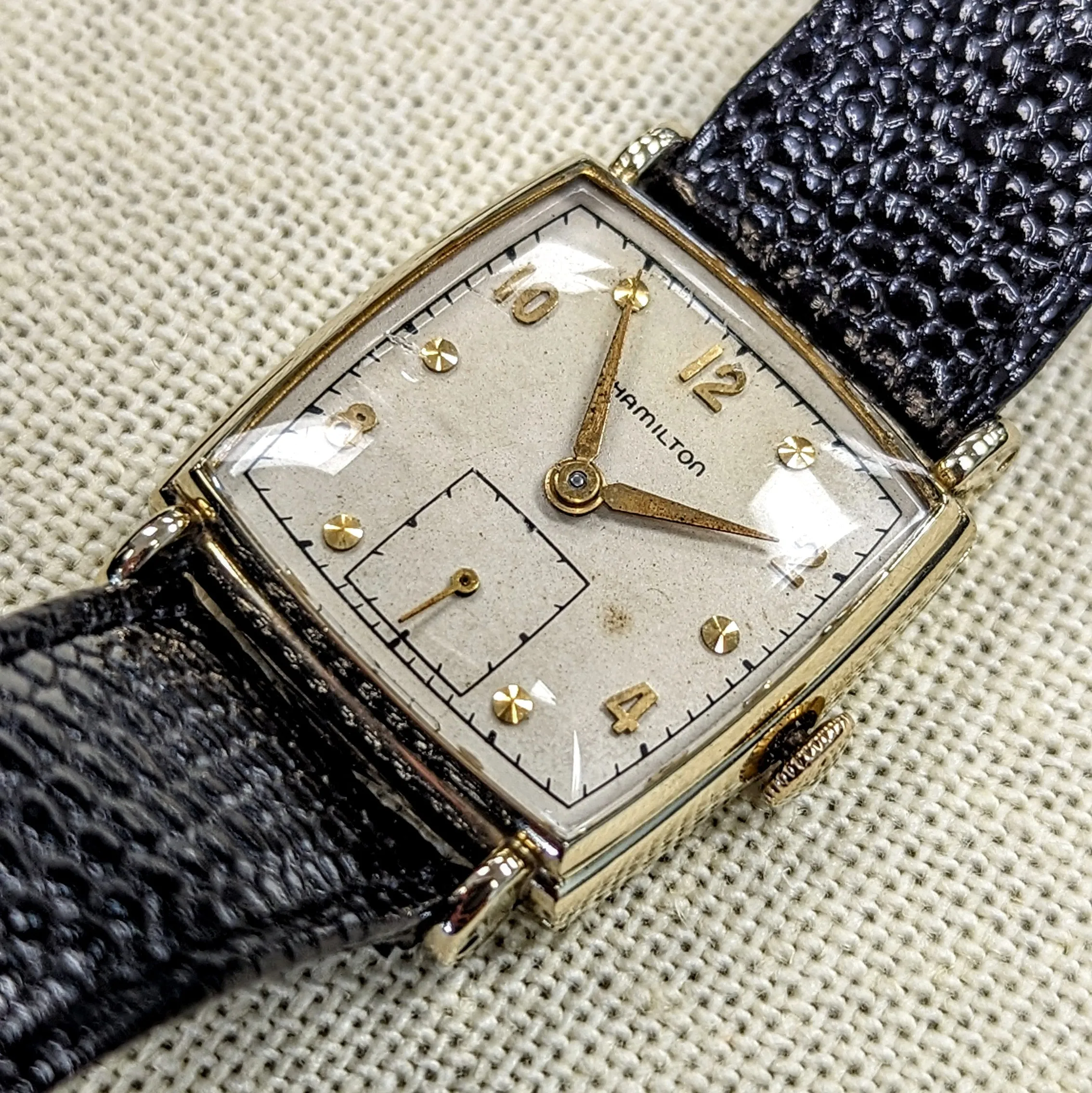 Vintage HAMILTON Dyson Watch 17 Jewels Grade 747 Square Case & Fancy Lugs - 14K GF