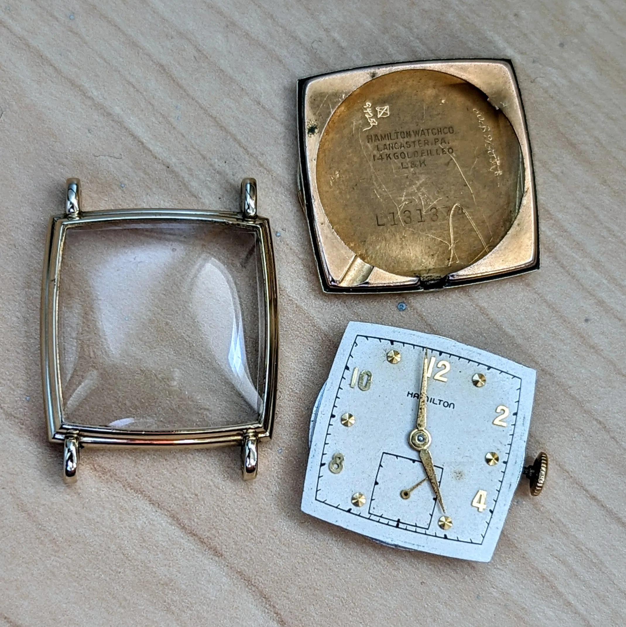 Vintage HAMILTON Dyson Watch 17 Jewels Grade 747 Square Case & Fancy Lugs - 14K GF