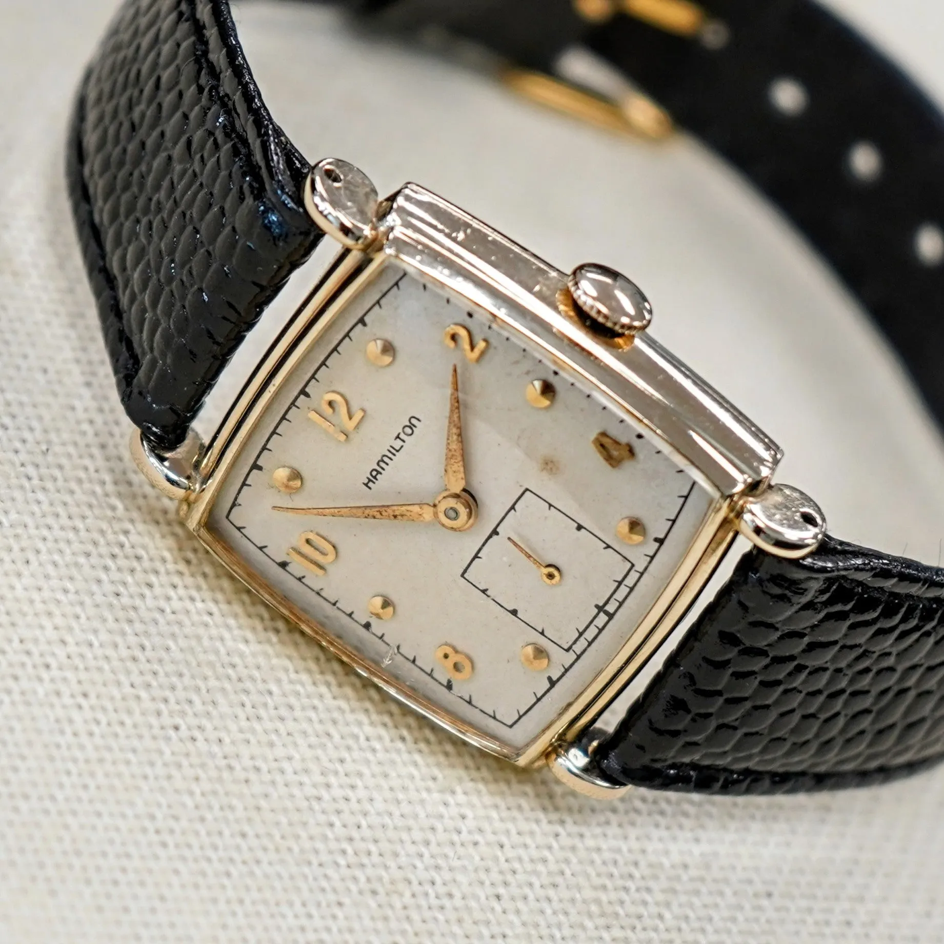 Vintage HAMILTON Dyson Watch 17 Jewels Grade 747 Square Case & Fancy Lugs - 14K GF
