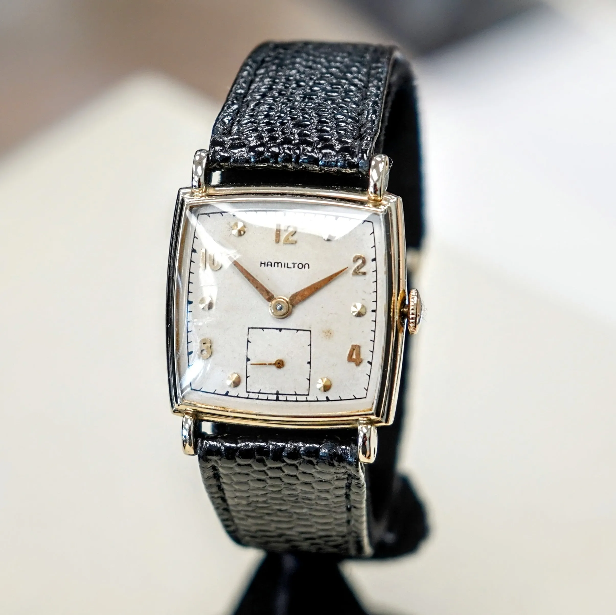 Vintage HAMILTON Dyson Watch 17 Jewels Grade 747 Square Case & Fancy Lugs - 14K GF