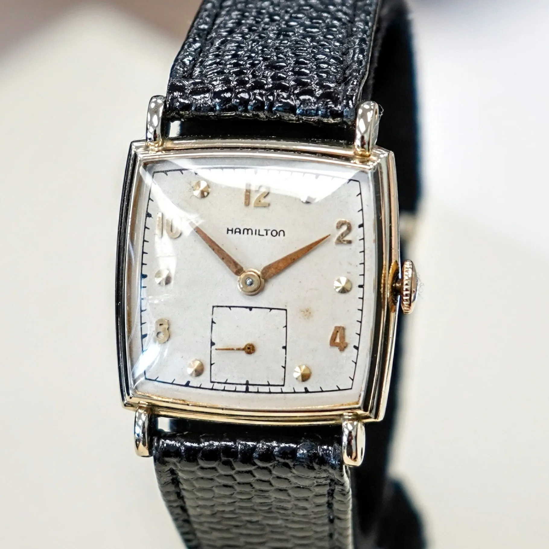 Vintage HAMILTON Dyson Watch 17 Jewels Grade 747 Square Case & Fancy Lugs - 14K GF