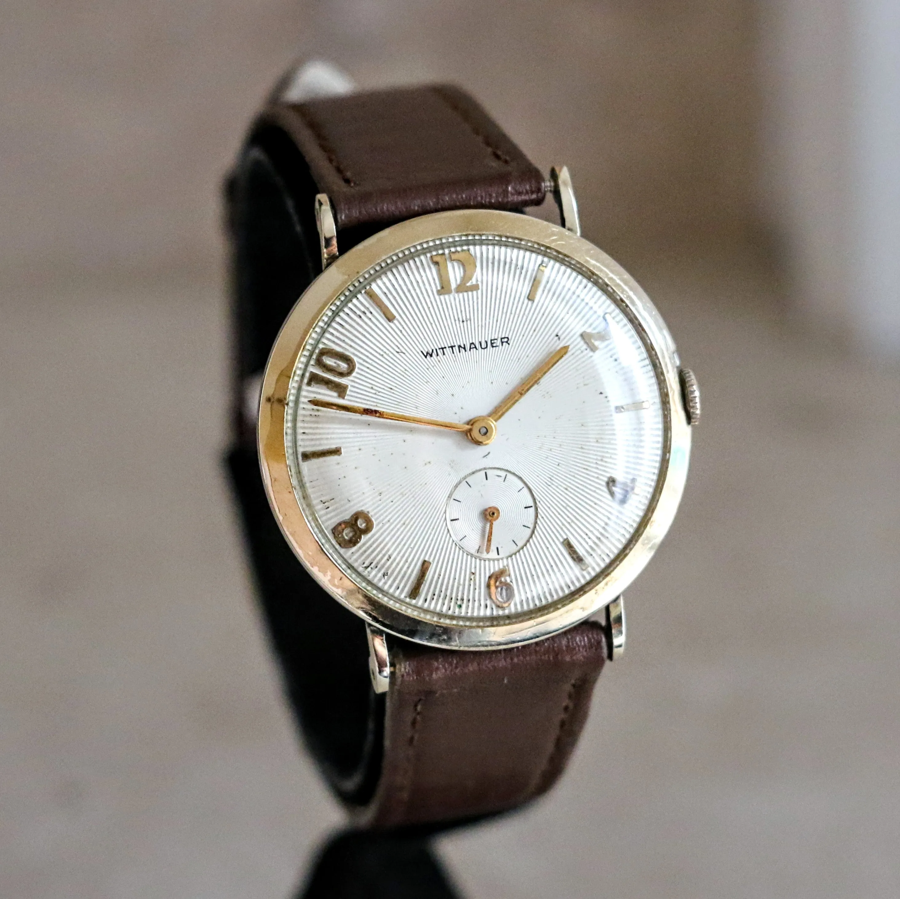 WITTNAUER Mechanical Watch 33mm Vintage 10K GF Wristwatch Round Case