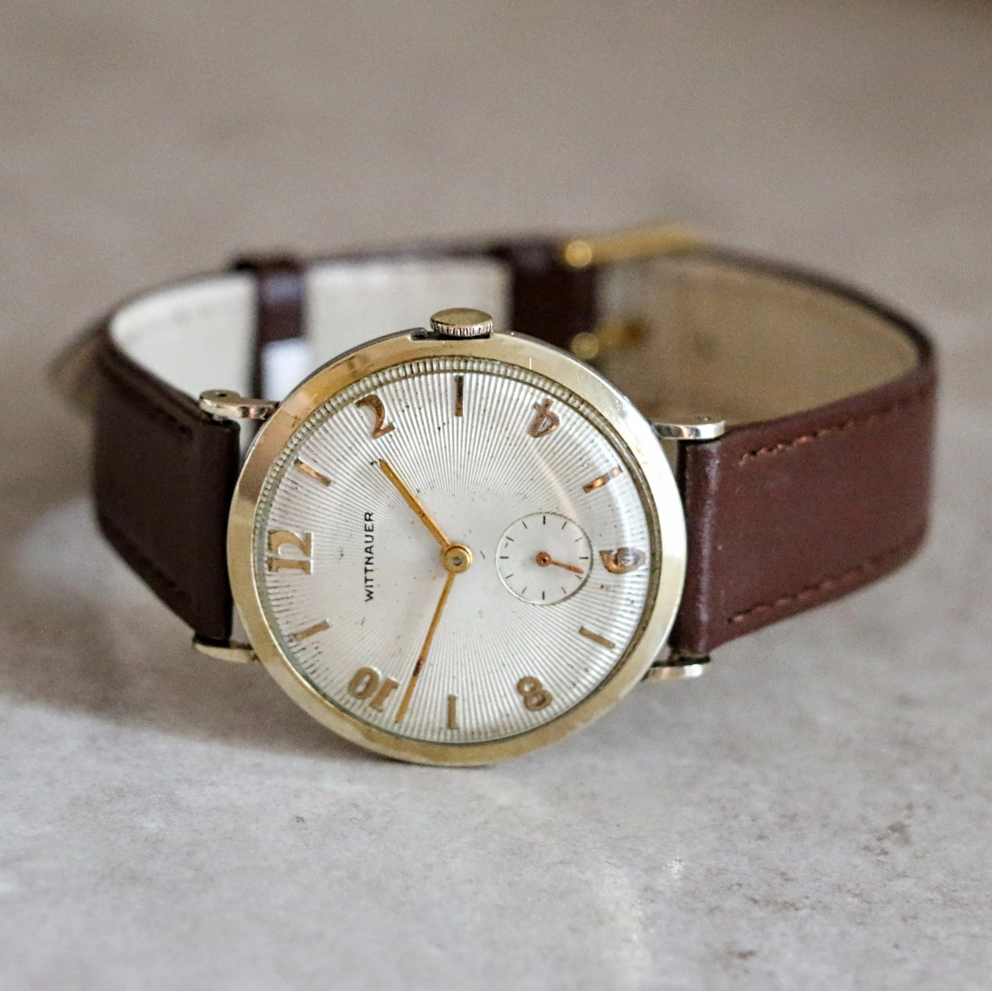 WITTNAUER Mechanical Watch 33mm Vintage 10K GF Wristwatch Round Case