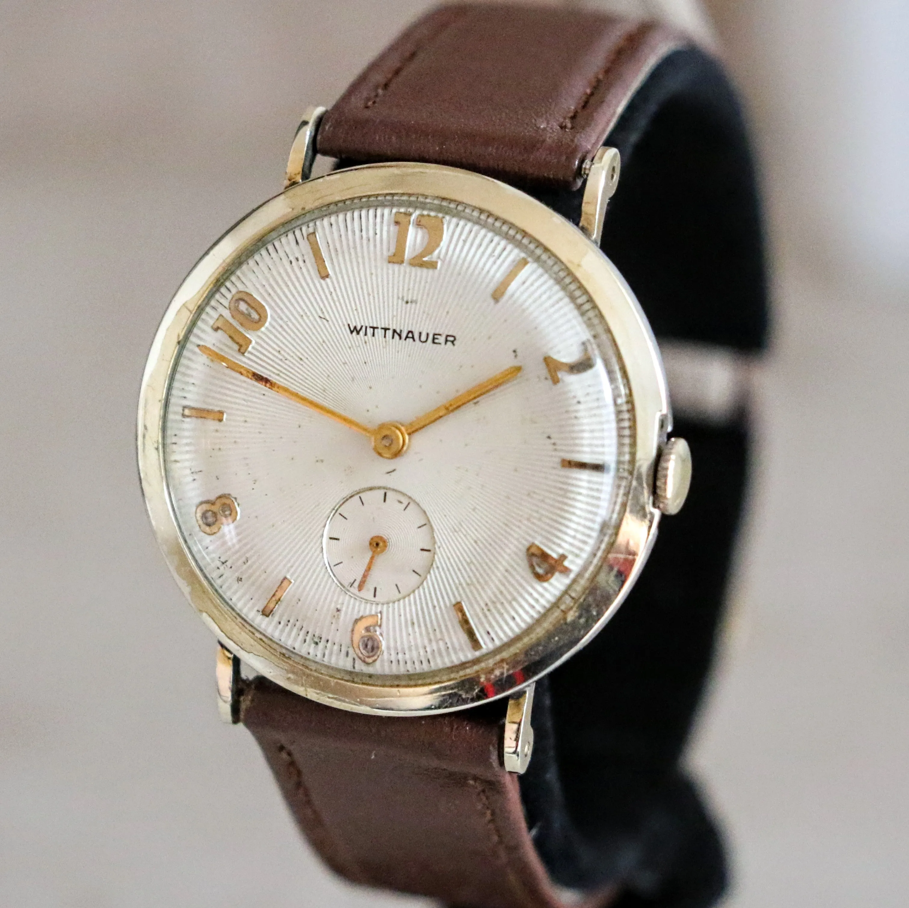 WITTNAUER Mechanical Watch 33mm Vintage 10K GF Wristwatch Round Case