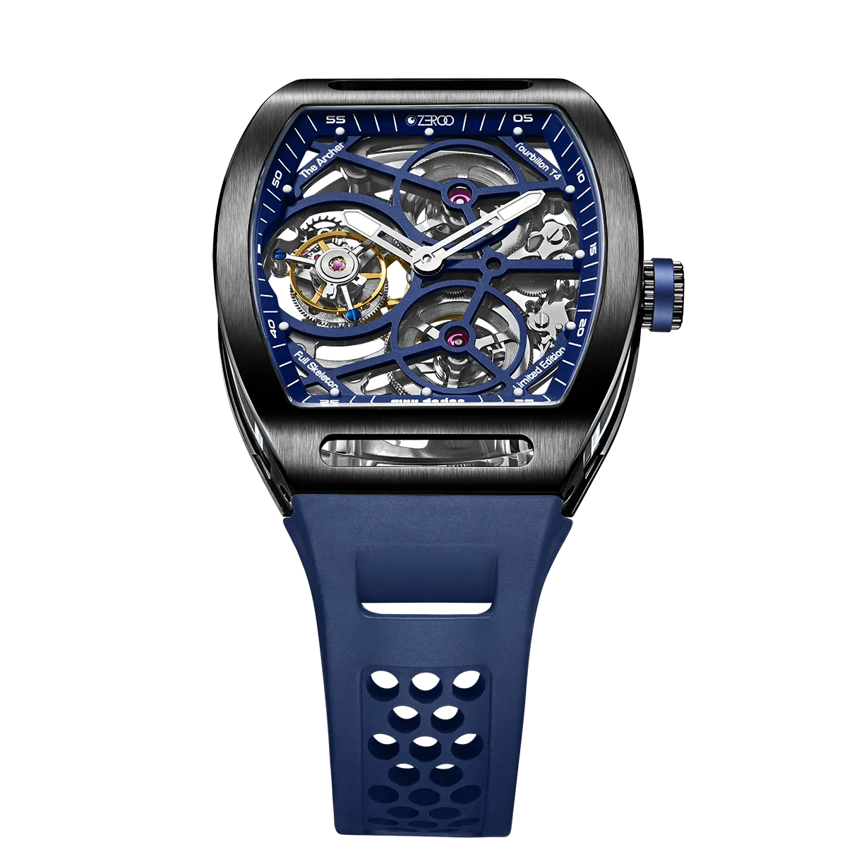 ZEROO T4 THE ARCHER FULL SKELETON TOURBILLONMANUAL TOURBILLON WATCH FOR GENTS - ZT004BBL