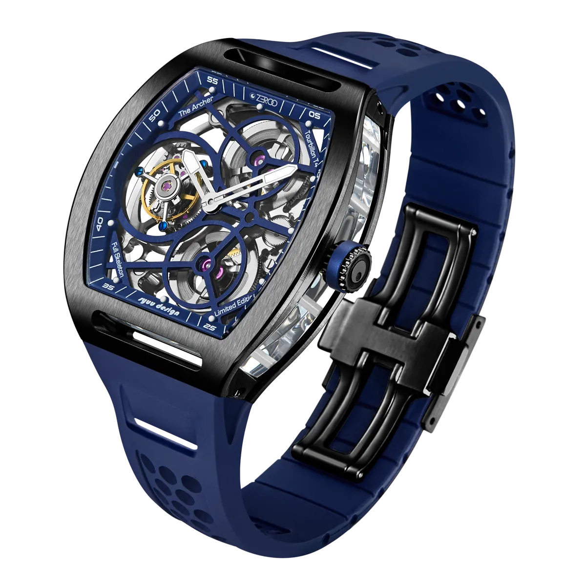 ZEROO T4 THE ARCHER FULL SKELETON TOURBILLONMANUAL TOURBILLON WATCH FOR GENTS - ZT004BBL
