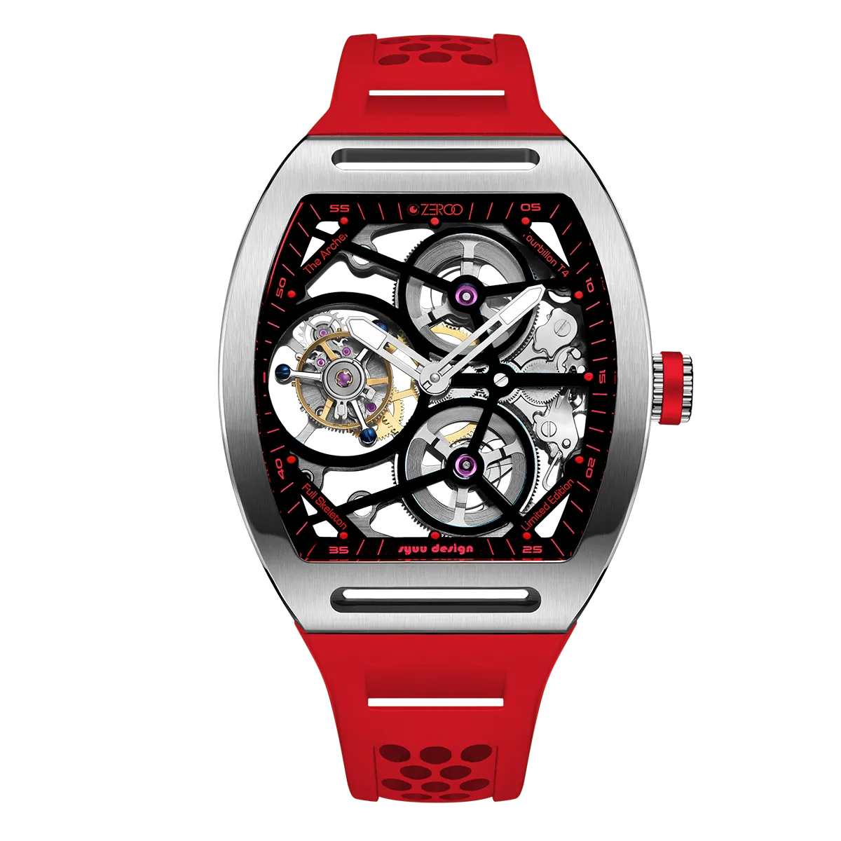 ZEROO T4 THE ARCHER FULL SKELETON TOURBILLONMANUAL TOURBILLON WATCH FOR GENTS - ZT004SRD