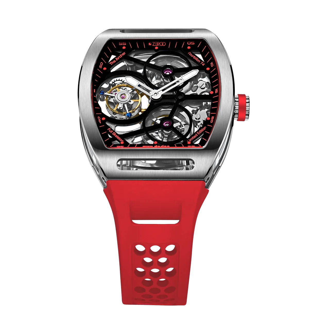 ZEROO T4 THE ARCHER FULL SKELETON TOURBILLONMANUAL TOURBILLON WATCH FOR GENTS - ZT004SRD