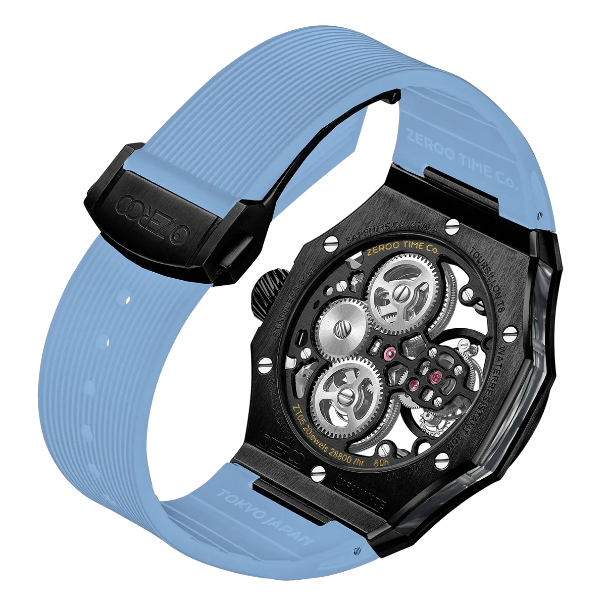 ZEROO T8 THE ORION FULL SKELETON TOURBILLONMANUAL TOURBILLON WATCH FOR GENTS - ZT008BBLB